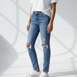 Kendall + Kylie The Kontour High Rise Distressed Blue Skinny Jeans Size 27